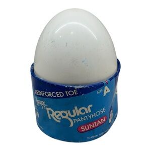 Vintage L’eggs Egg Regular Pantyhose Memory Yarn Suntan Size A Reinforced Toe